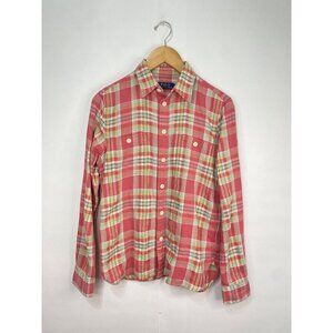 POLO Ralph Lauren Red Pink Plaid Western Style Button Up Shirt Size Medium